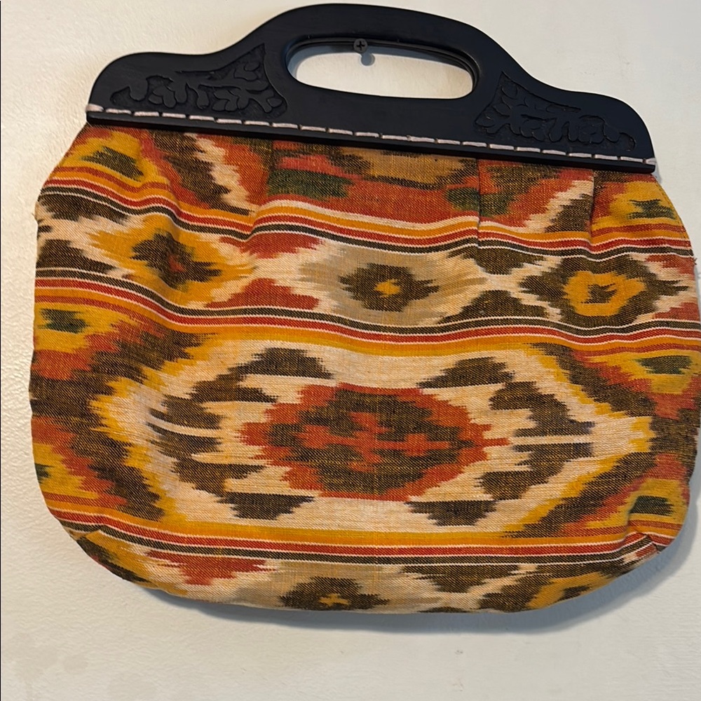 Orange and Brown Southwestern Tote with Geometric Patterns - Picture 4 of 15